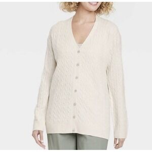 A New Day Cable Cardigan Sweater  Cream  Womens XS - NWT